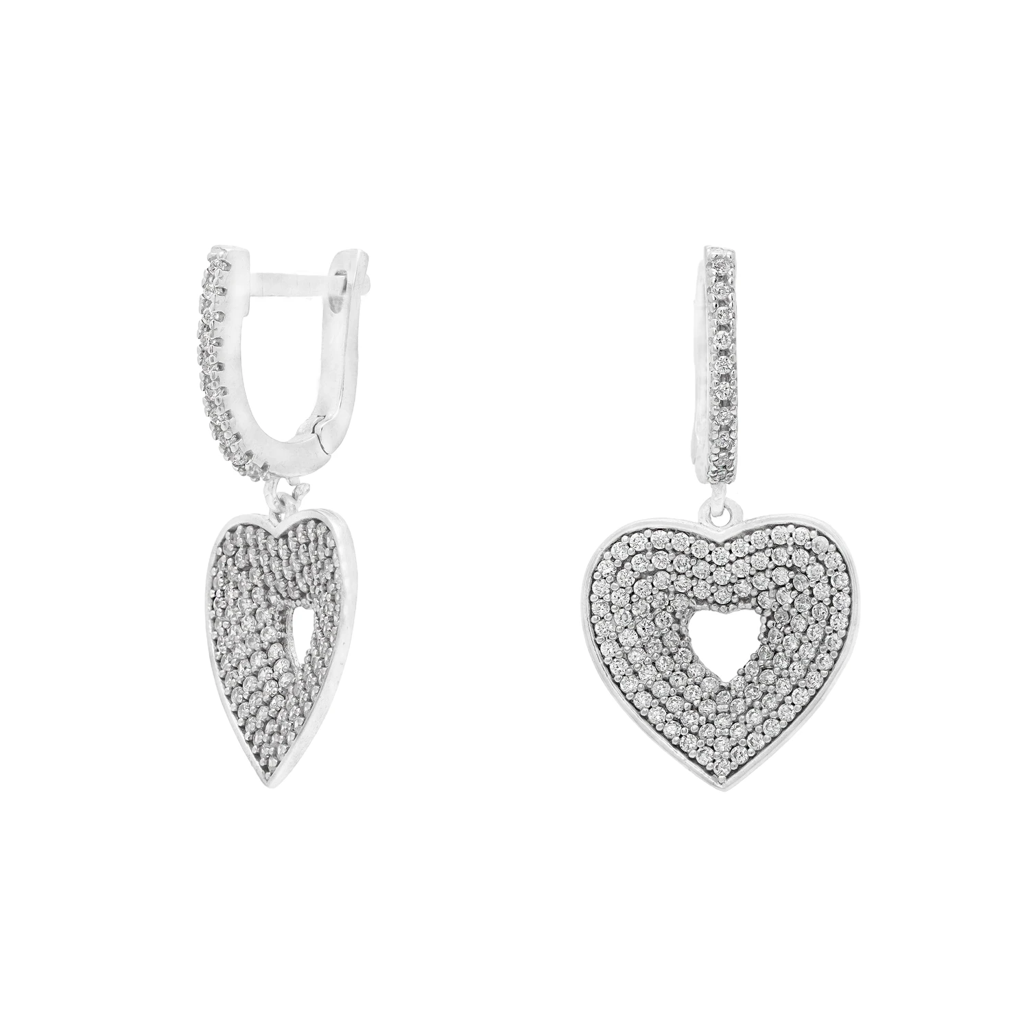 گوشواره نقره طرح قلب نگین‌دار شمیم سیلور 1000150040