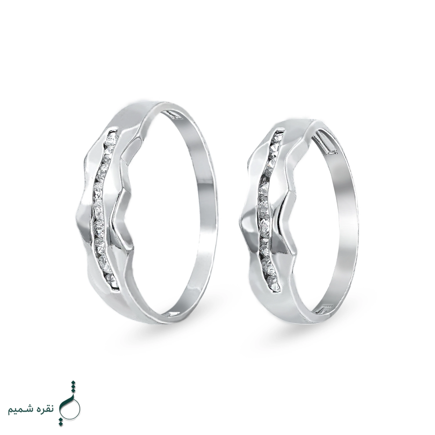 حلقه ست نقره زنانه و مردانه مدل HSE K53 | حلقه ازدواج نقره 925 نگین زیرکونیا
